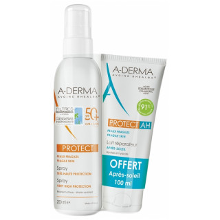 A-Derma Protect Spray très haute protection SPF 50+ - 200ml + AH Lait réparateur après-soleil 100ml Offert