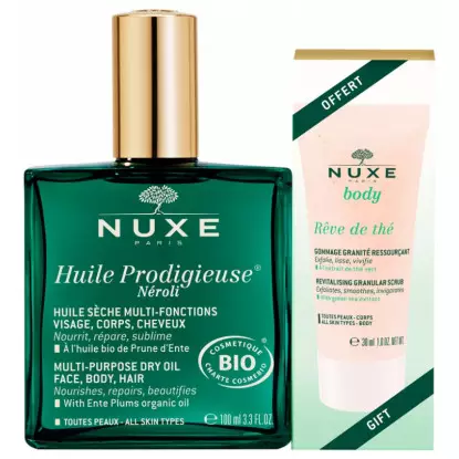 Nuxe Huile Prodigieuse Néroli Bio - 100ml + Gommage Rêve de Thé 30ml Offert