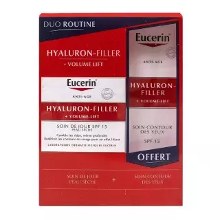 Eucerin Hyaluron-Filler Volume Lift + Peaux sèches 50ml + Hyaluron Filler Volume Lift + Yeux 15ml Offert
