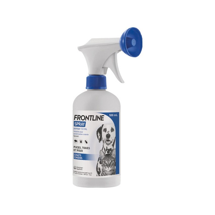 Frontline Spray anti-puces et tiques chiens et chats - 500ml