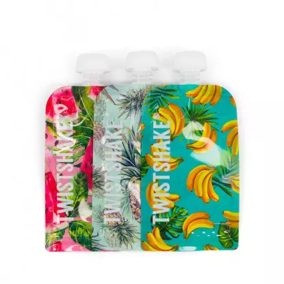 Twistshake Gourde réutilisable bébé compressible fruits - 3x220 ml
