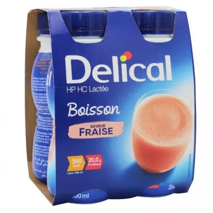Delical Boisson lactée HP/HC fraise - 4x200ml