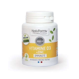 Nat&Form Vitamine D3 + zinc immunité - 60 gélules