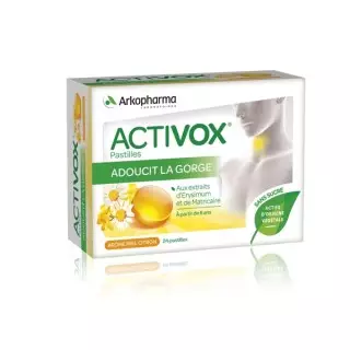 Activox Miel Citron pastilles sans sucre x 24 pastilles
