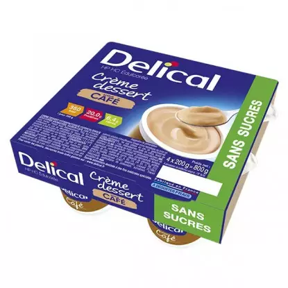 Delical Crème dessert HP/HC édulcorée sans sucres Café - 4x200g