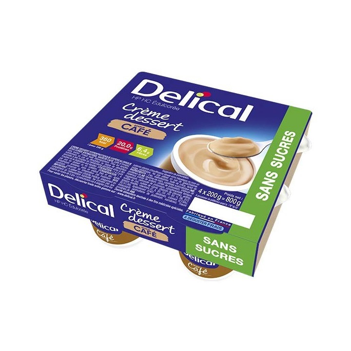Delical Crème dessert HP/HC édulcorée sans sucres Café - 4x200g