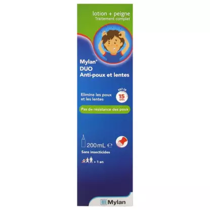 Mylan Duo Lotion anti-poux et lentes 200ml + Peigne