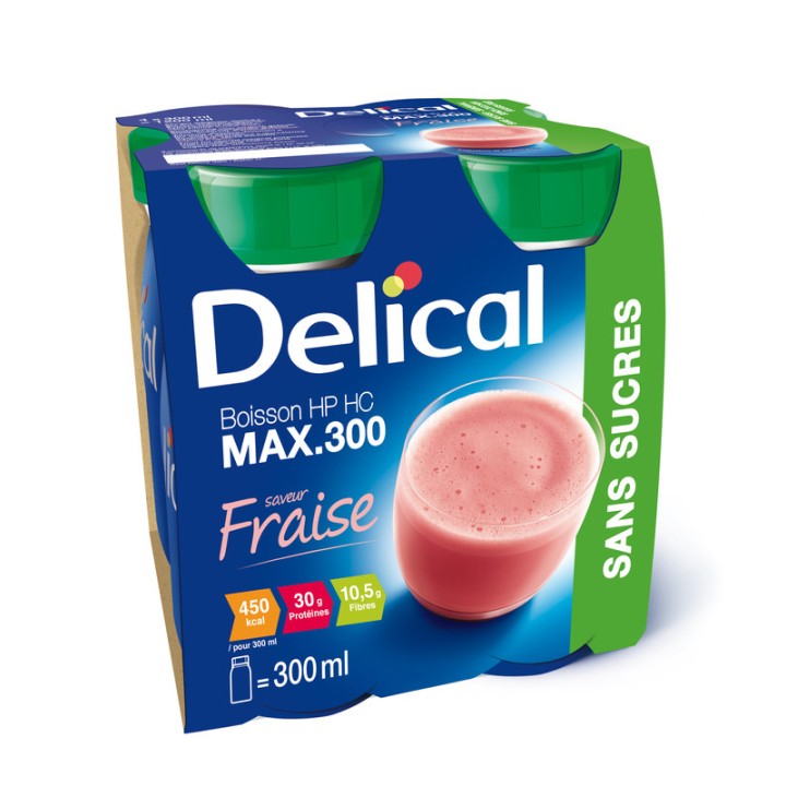 Delical Boisson HP/HC Max 300 sans sucres fraise - 4x300ml