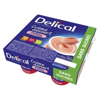 Delical Crème dessert HP/HC édulcorée sans sucres Fraise - 4x200g