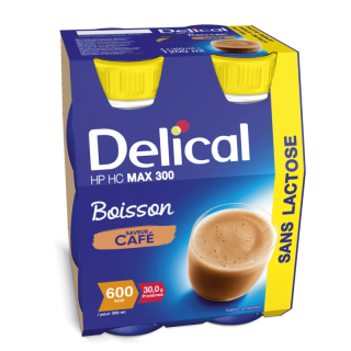 Delical Boisson HP/HC Max 300 sans lactose Café - 4x300ml