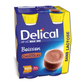 Delical Boisson HP/HC Max 300 sans lactose Chocolat - 4x300ml