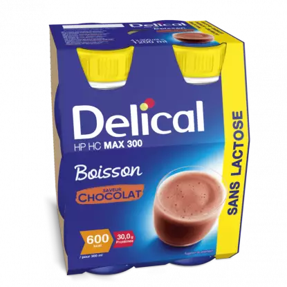 Delical Boisson HP/HC Max 300 sans lactose Chocolat - 4x300ml