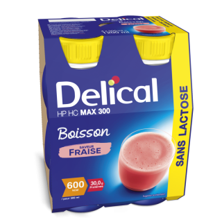 Delical Boisson HP/HC Max 300 sans lactose Fraise - 4x300ml