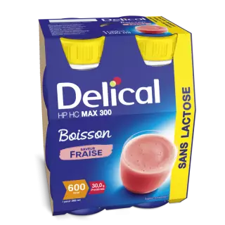 Delical Boisson HP/HC Max 300 sans lactose Fraise - 4x300ml