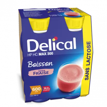 Delical Boisson HP/HC Max 300 sans lactose Fraise - 4x300ml