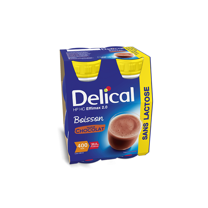 Delical Boisson HP/HC Effimax 2.0 sans lactose Chocolat - 4x200ml