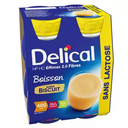 Delical Boisson HP/HC Effimax 2.0 Fibres sans lactose Biscuit - 4x200ml