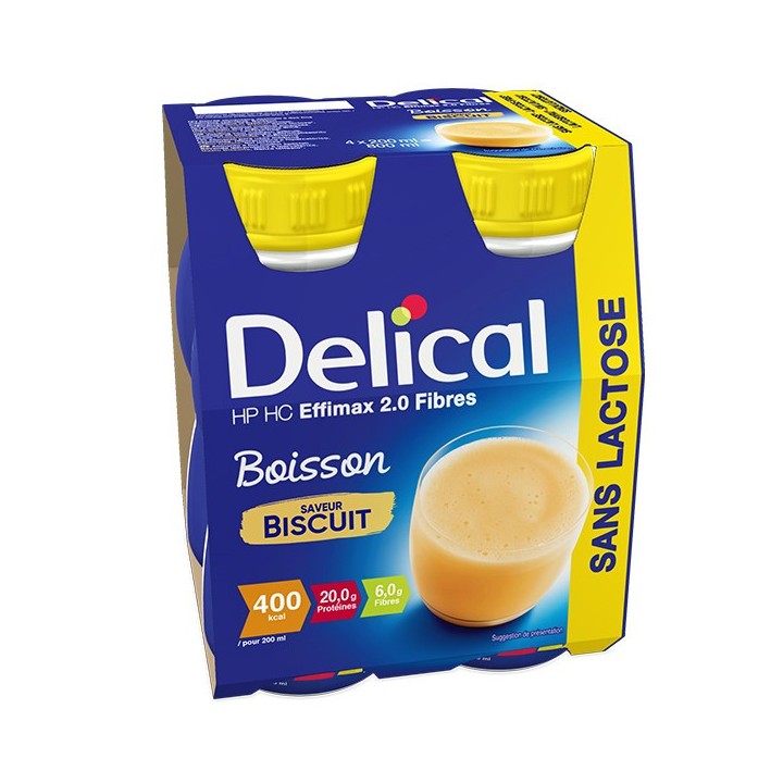 Delical Boisson HP/HC Effimax 2.0 Fibres sans lactose Biscuit - 4x200ml
