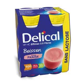Delical Boisson HP/HC Effimax 2.0 Fibres sans lactose Fraise - 4x200ml
