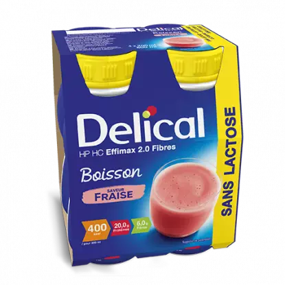 Delical Boisson HP/HC Effimax 2.0 Fibres sans lactose Fraise - 4x200ml