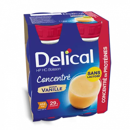 Delical Boisson HP/HC concentré en protéines sans lactose Vanille - 4x200ml
