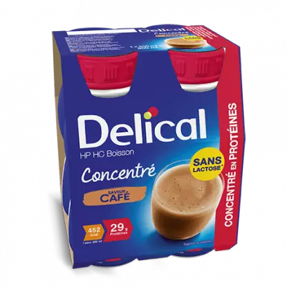 Delical Boisson HP/HC concentré en protéines sans lactose Café - 4x200ml