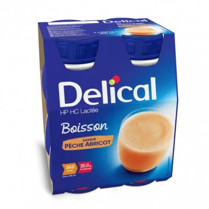 Delical Boisson HP/HC Lactée Pêche Abricot - 4x200ml