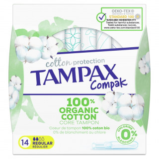 Tampax Compak Cotton régulier 100% coton Bio - 14 tampons