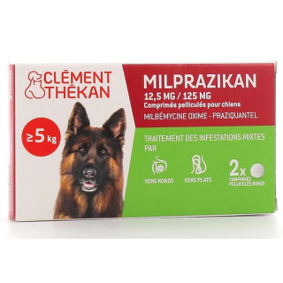 Clément Thékan Milprazikan 12,5 mg/125 mg pour chien de + 5 kg - 2 comprimés