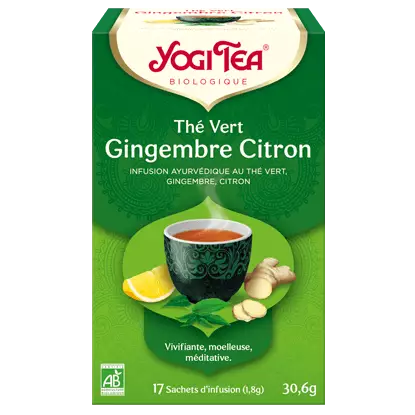 Yogi Tea Infusion Bio Thé Vert Gingembre Citron - 17 sachets