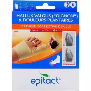 Epitact Orthèse corrective double de jour Hallux Valgus, oignon & durillons - Pied gauche - Taille M - 1 unité