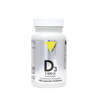 Vitall+ Vitamine D3 2000UI Cholécalciférol 50mcg - 100 capsules