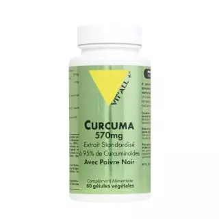 Vitall+ Curcuma 570mg avec Poivre noir - 60 gélules végétales