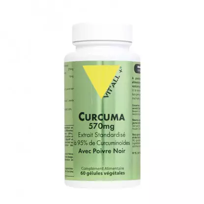 Vitall+ Curcuma 570mg avec Poivre noir - 60 gélules végétales