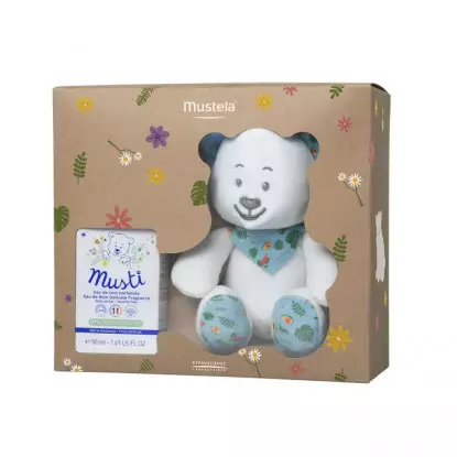 Mustela Coffret Musti eau de soin 50ml + Doudou ourson blanc