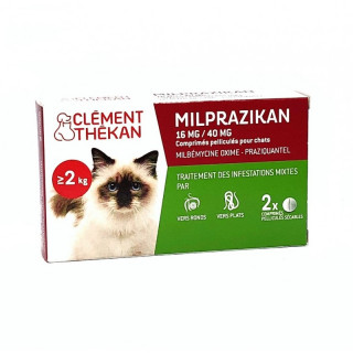 Clément Thékan Milprazikan 16 mg/ 40 mg pour chat - 2 comprimés