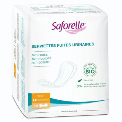 Saforelle Serviettes fuites urinaires Mini - 20 serviettes