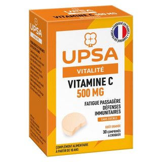 UPSA Vitamine C 500mg sans sucres - 30 comprimés à croquer