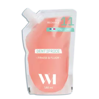 WhatMatters Dentifrice fraise adulte et enfant + 7 ans - Recharge 180ml