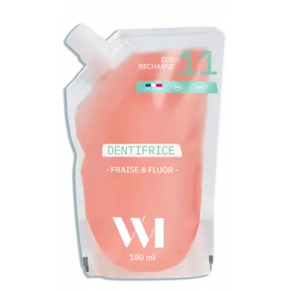 WhatMatters Dentifrice fraise adulte et enfant + 7 ans - Recharge 180ml