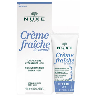 Nuxe Crème fraîche de beauté Crème riche hydratante 48h 30ml + 3en1 15 ml Offerte