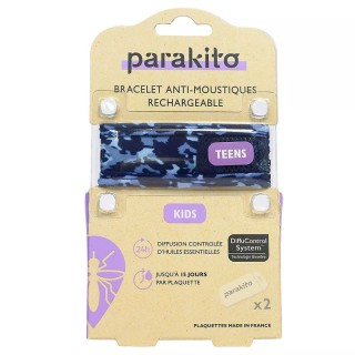 Parakito Teens Bracelet anti-moustiques bleu camouflage + 2 recharges