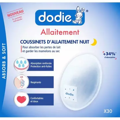 Dodie Allaitement Coussinets d'allaitement nuit - 30 coussinets
