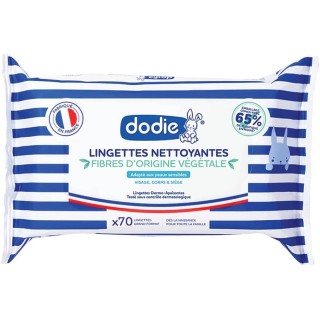 Dodie Lingettes nettoyantes fibres origine végétale - 70 lingettes