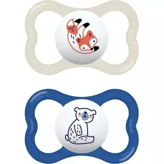 MAM Supreme Sucettes en silicone 18m+ - Lot de 2 - Coloris aléatoire