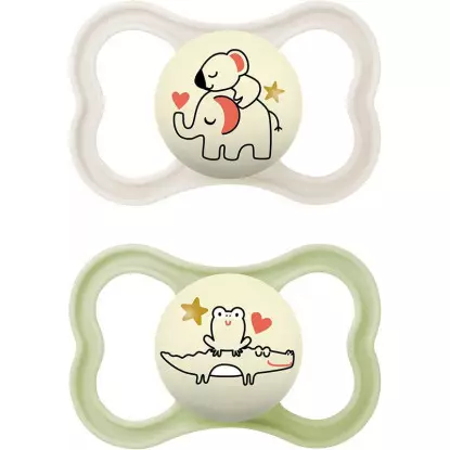 MAM Supreme Night Sucettes nuit en silicone 6+m - Lot de 2 - Coloris aléatoire