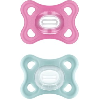MAM Comfort Sucettes en silicone 2-6 mois rose/vert - Lot de 2