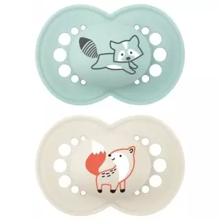 MAM Original Sucettes anatomiques en silicone 18m+ - Lot de 2 - Coloris aléatoire
