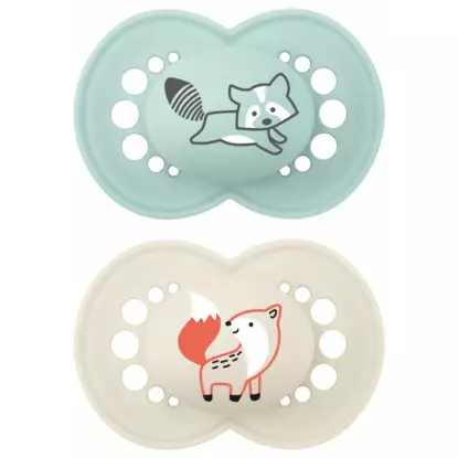MAM Original Sucettes anatomiques en silicone 6m+ - Lot de 2 - Coloris aléatoire