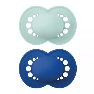 MAM Original Sucettes anatomiques en silicone 6m+ - Lot de 2 - Coloris uni aléatoire